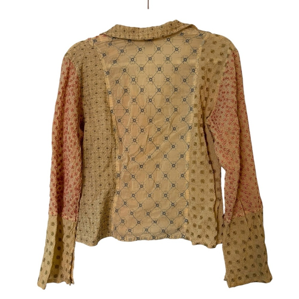 J. Jill Multicolor Patchwork Button-Down Embroide… - image 6